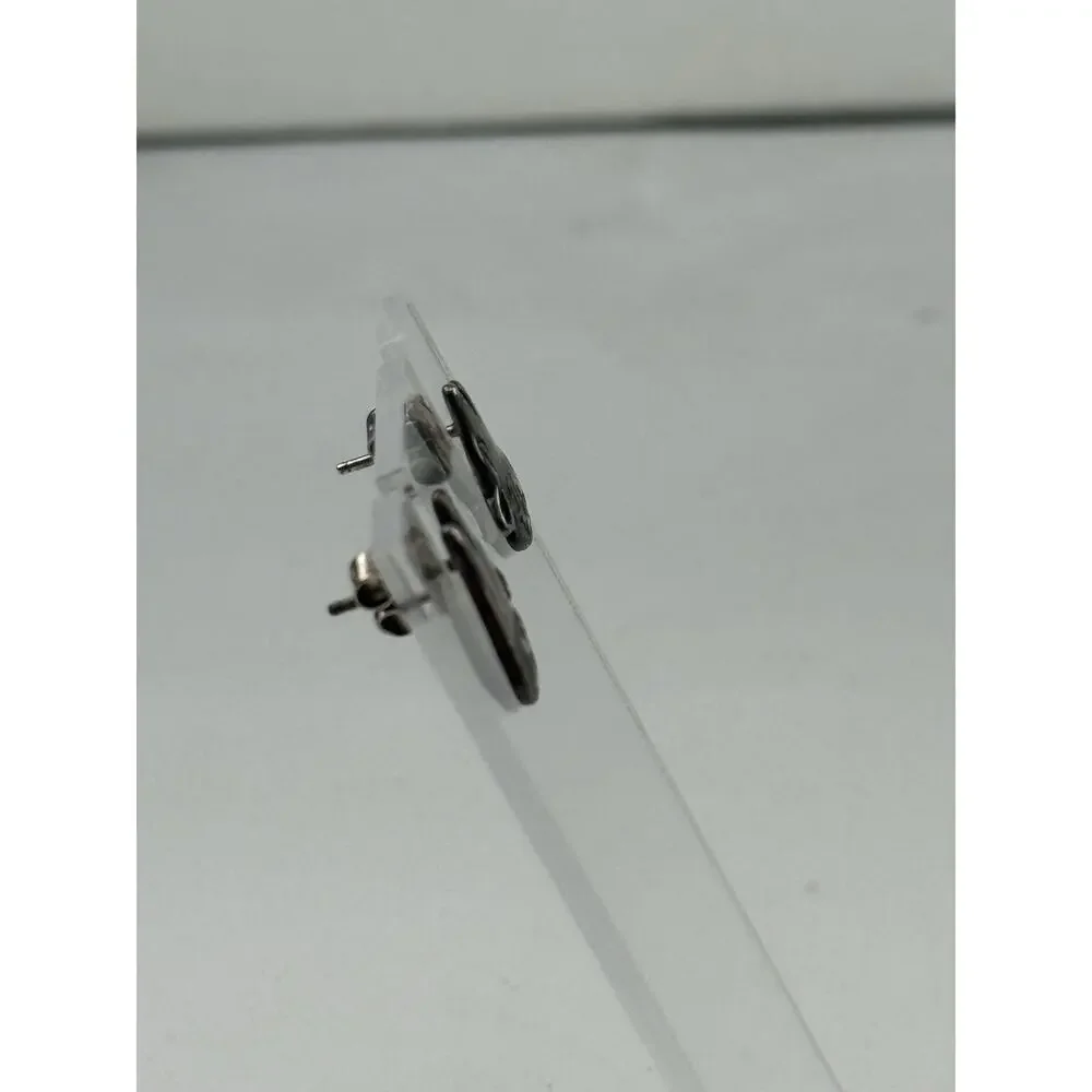 Wolf Head Stud Vintage Sterling Silver Pierced Earrings